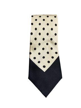 Steven Land 100% Silk Polka Dot Necktie In Black & Cream